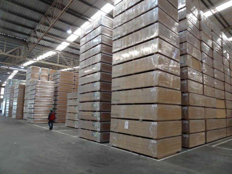 Wrapped MDF boards in storage