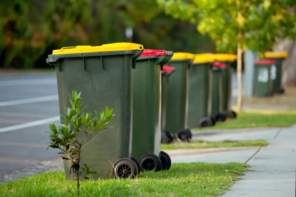 Recycling Bin Stands outdoor.Australia,Melbourne.